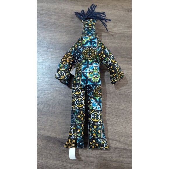 Dammit Doll Stress Relief Toy With Tile Pattern & Yarn Hair  Blue Yellow Black P - Picture 7 of 8